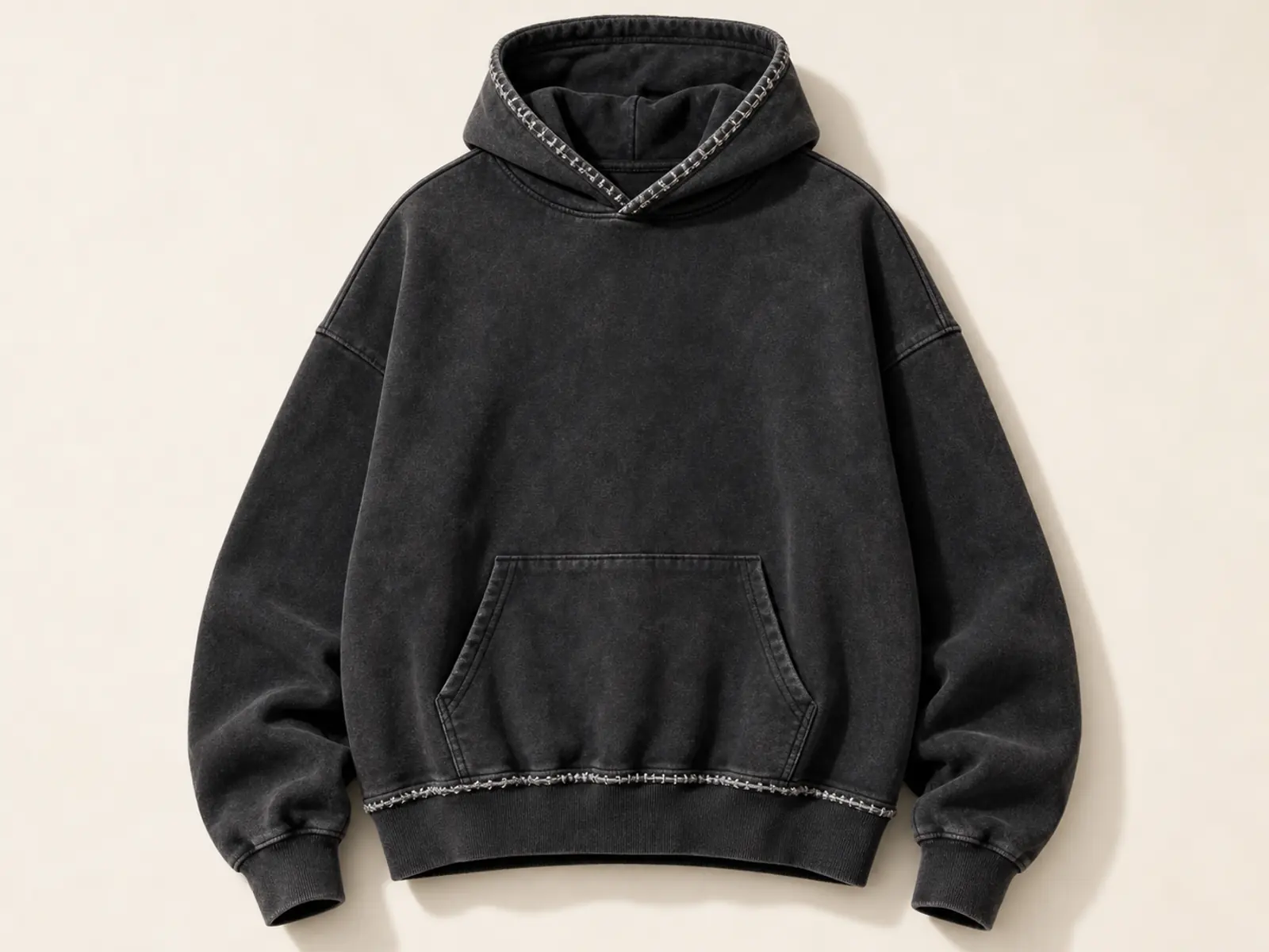 Black private label hoodie sample for custom streetwear clothing manufacturers