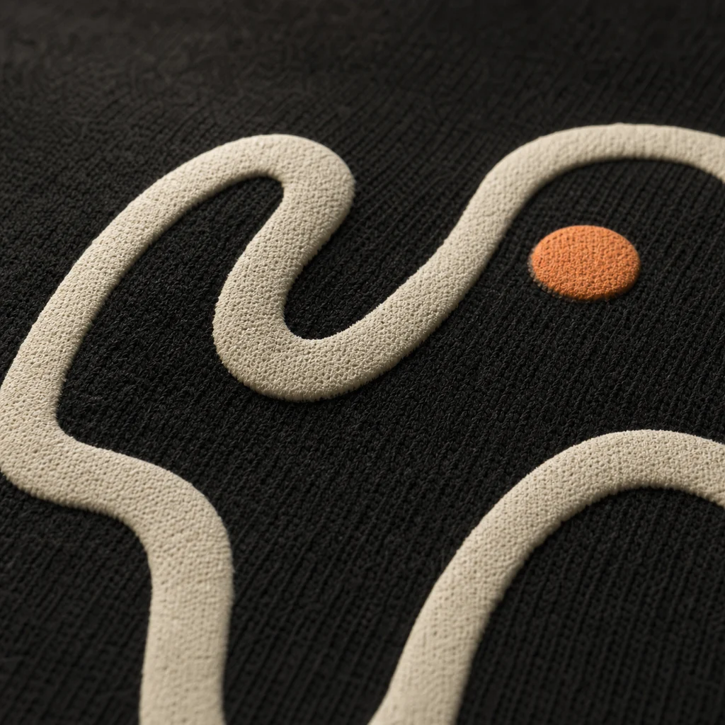 Raised puff print texture on dark fabric