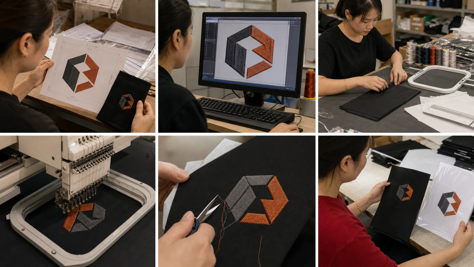 Embroidery workflow from artwork to sample inspection