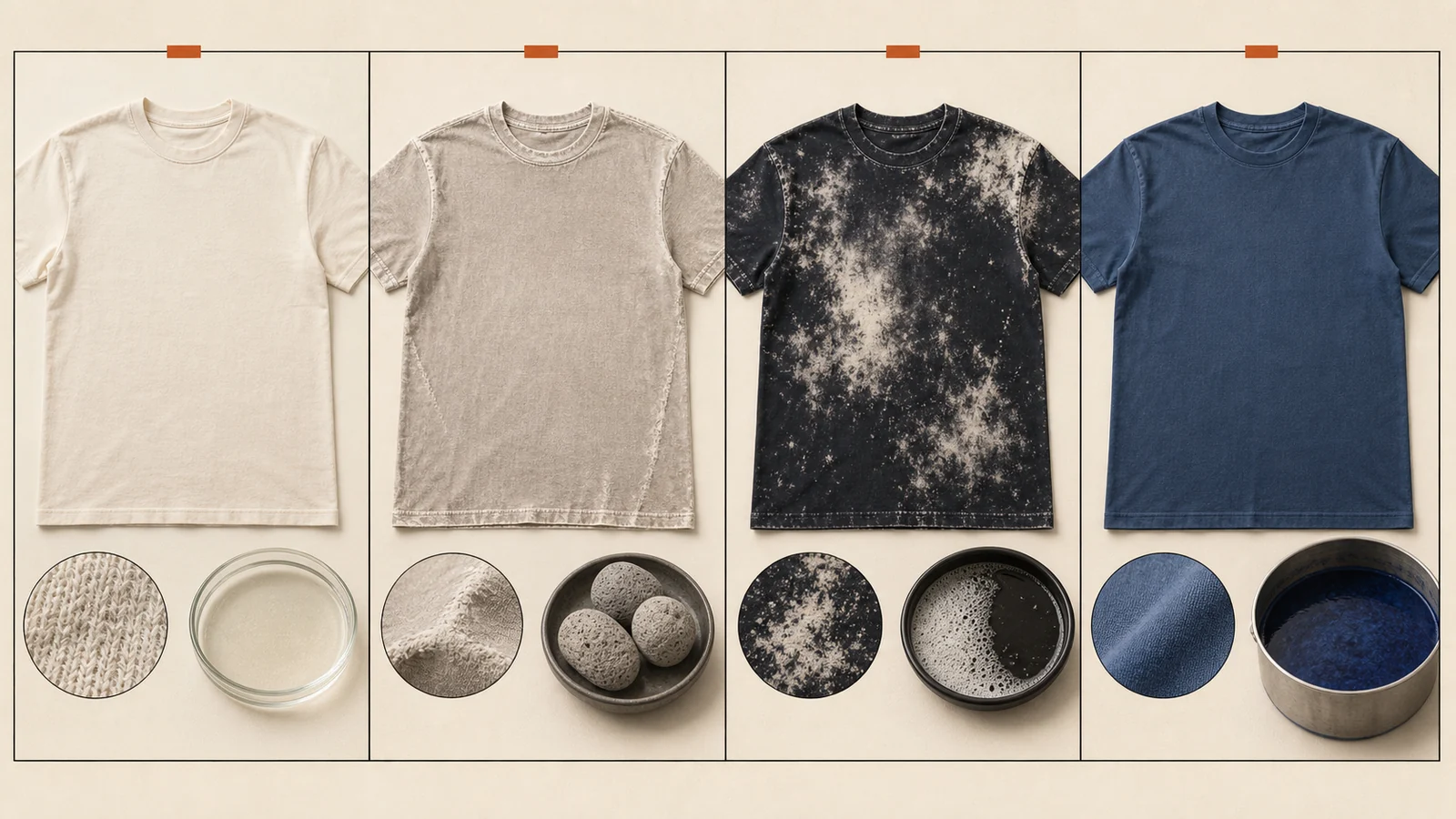 Difference between Enzyme, Stone, Snow-Acid and Garment Dyeing routes