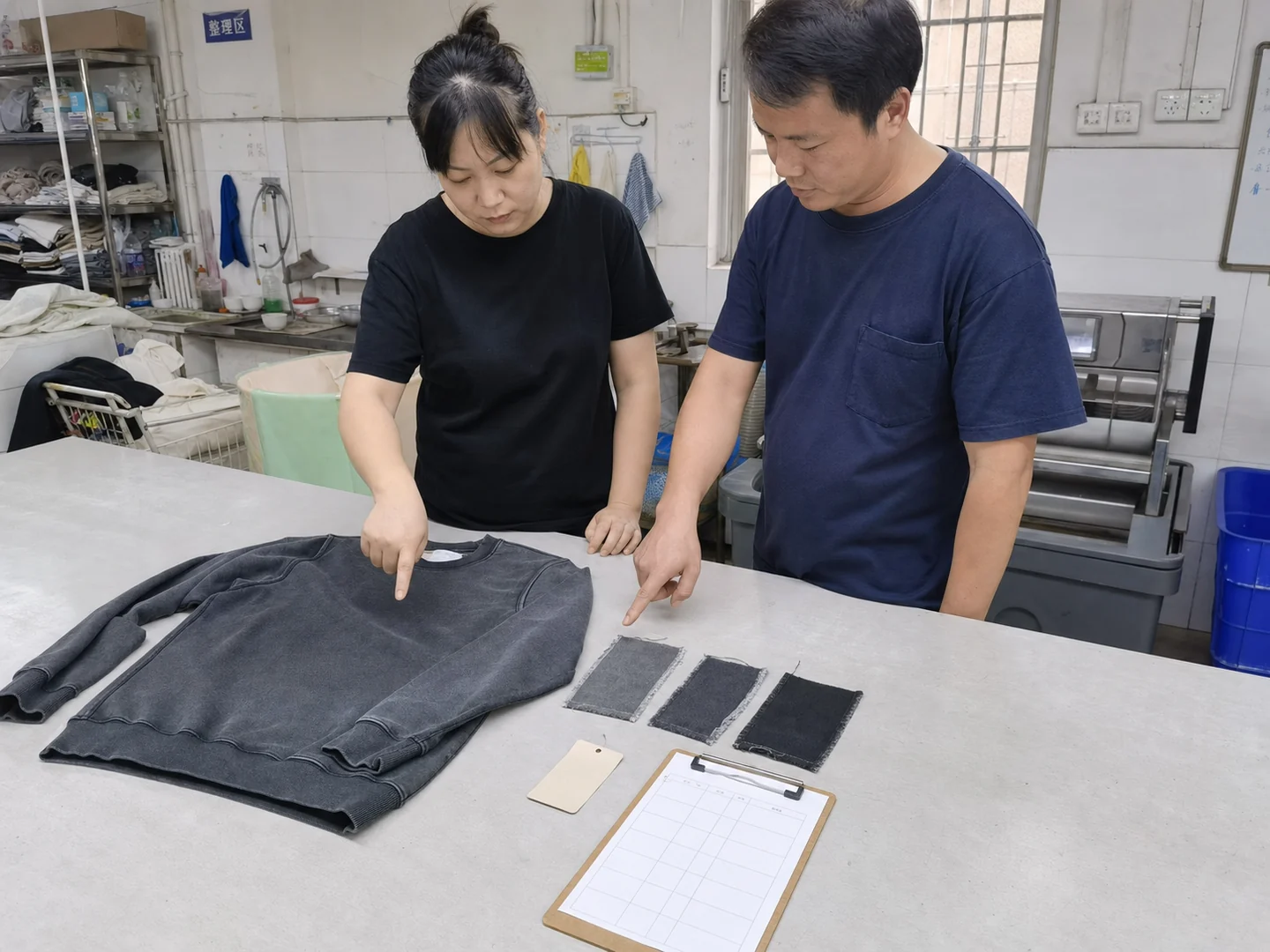 Complete-garment sample and production correlation steps
