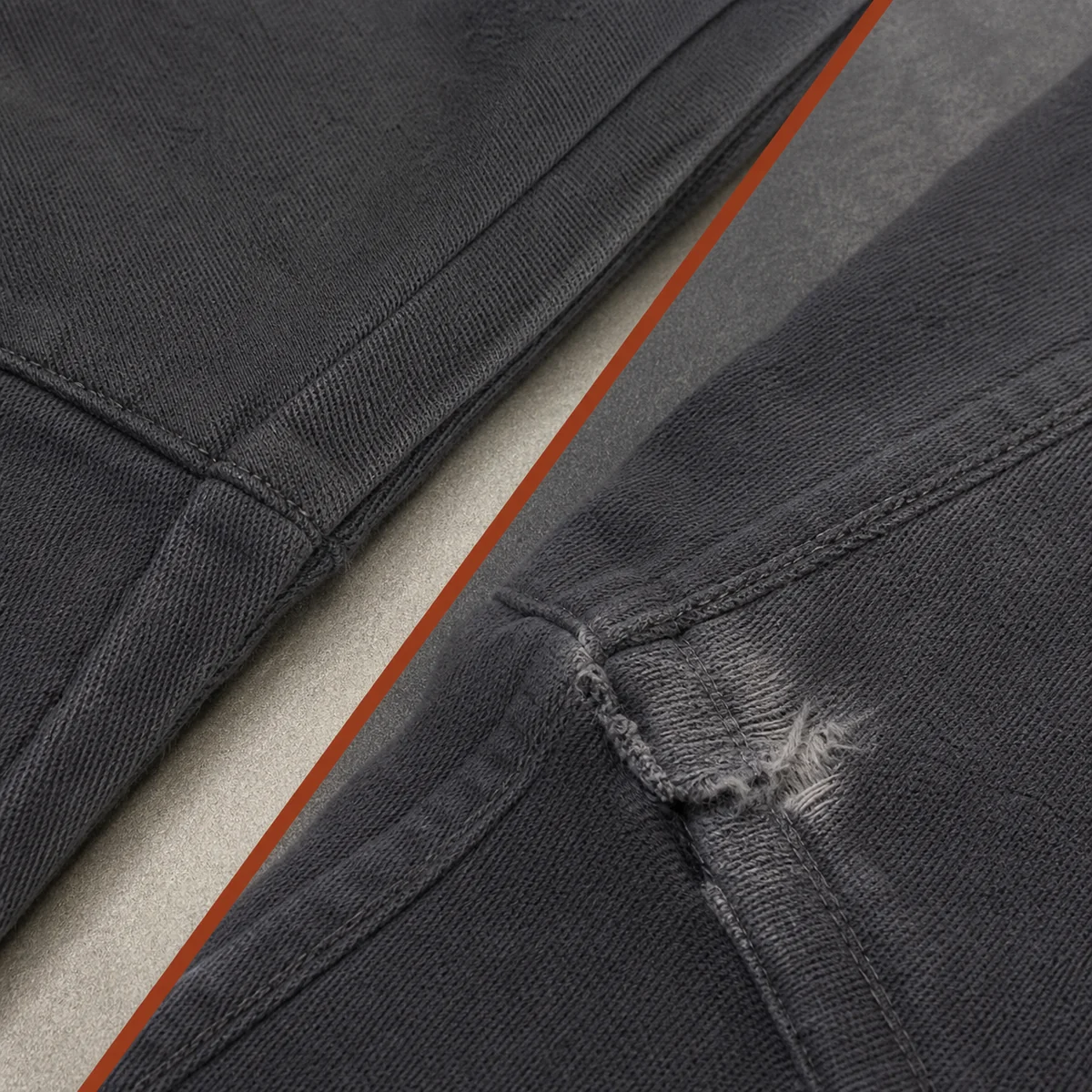 Overprocessing beyond the garment material margin