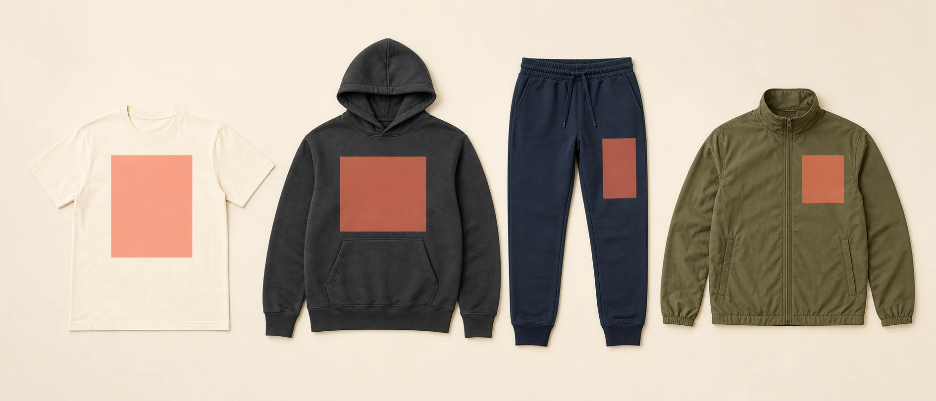 Garment map showing suitable flat screen-print areas