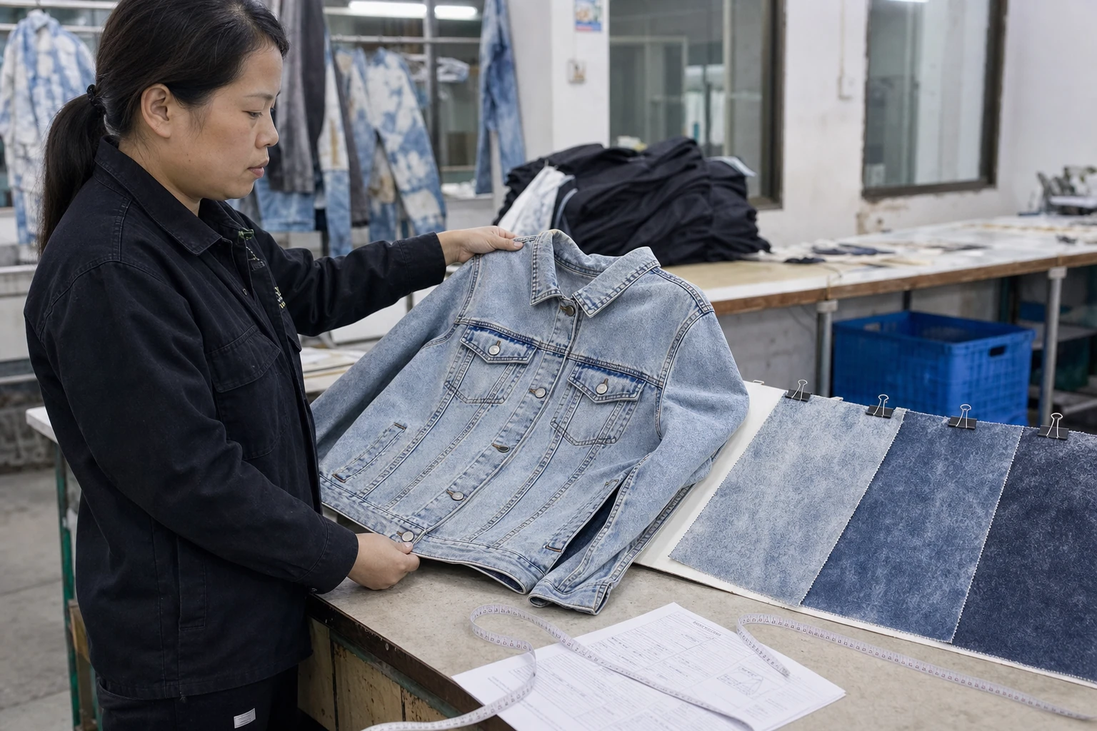 Washed garment result checked against approved reference