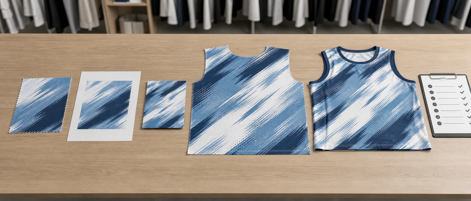 Physical approval stages for a sublimated cut-and-sew garment