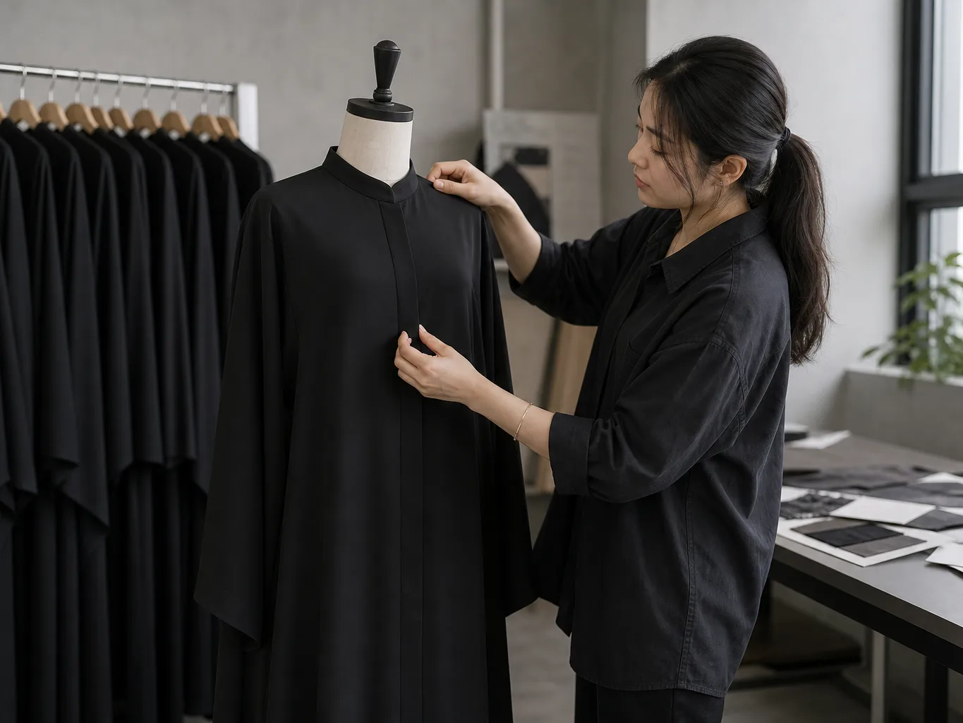 Abayas: shoulder and neckline