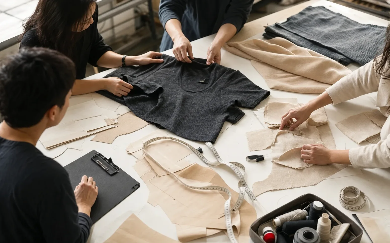 Garment sample review held over a video call