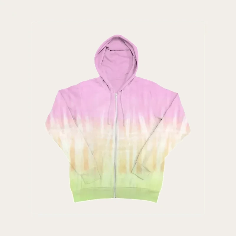Pastel tie-dye zip hoodie project photo supplied by Canton Fashion.