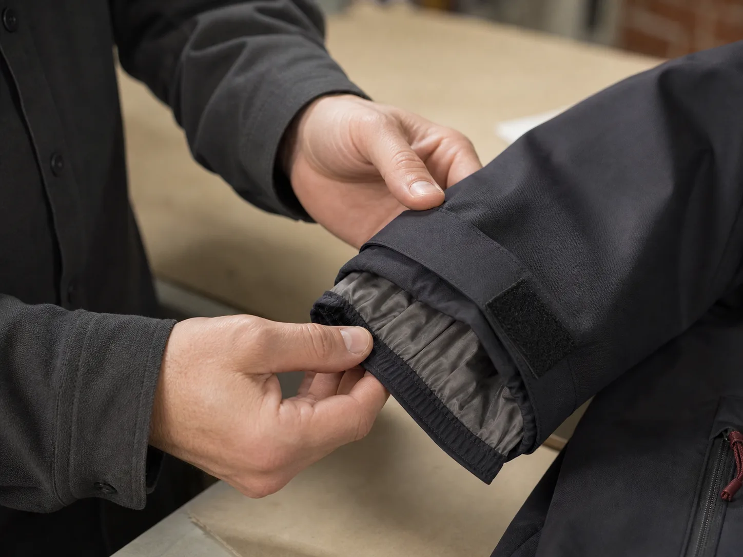 Jacken: sleeve, hem and lining