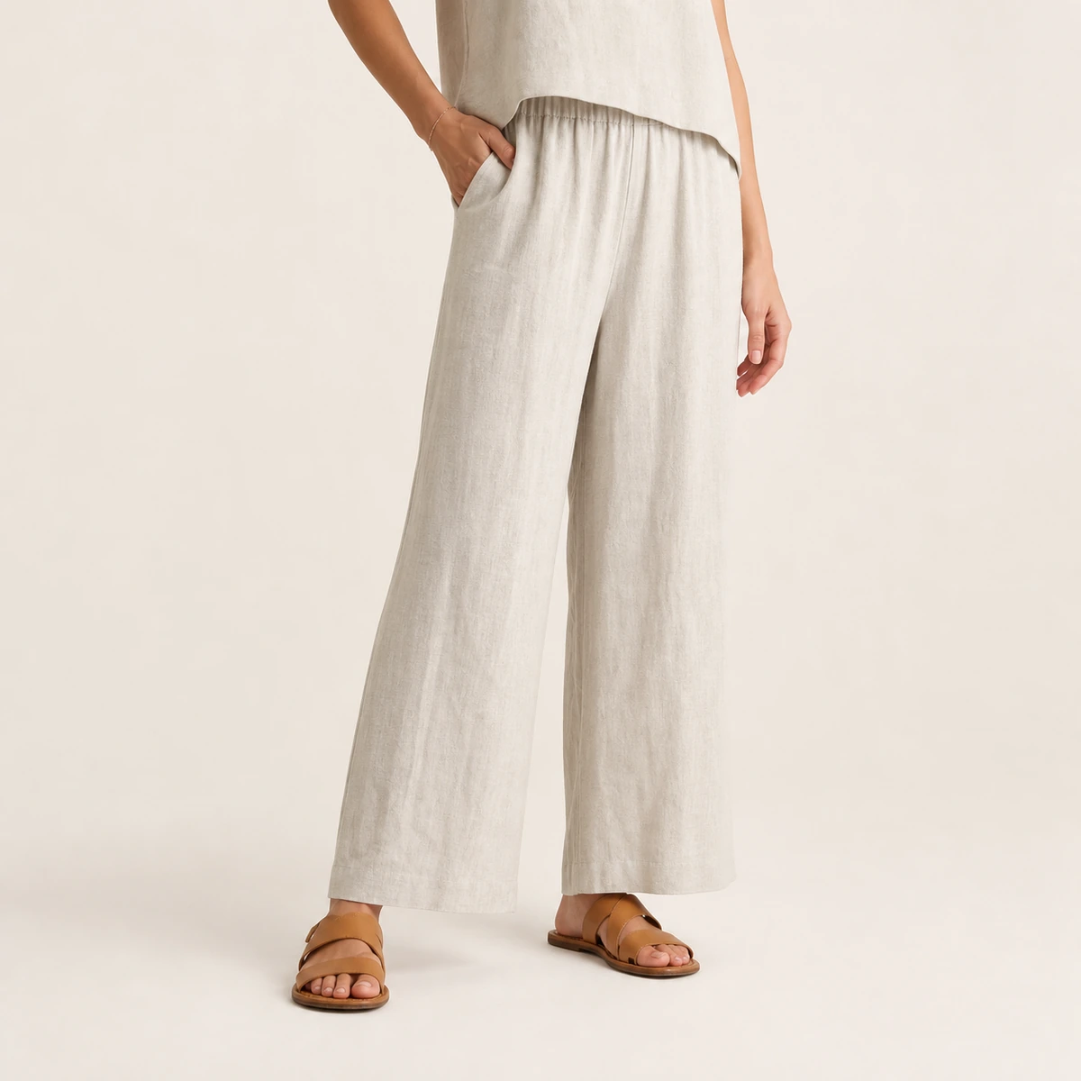 Natural wide-leg pants project photo supplied by Canton Fashion.