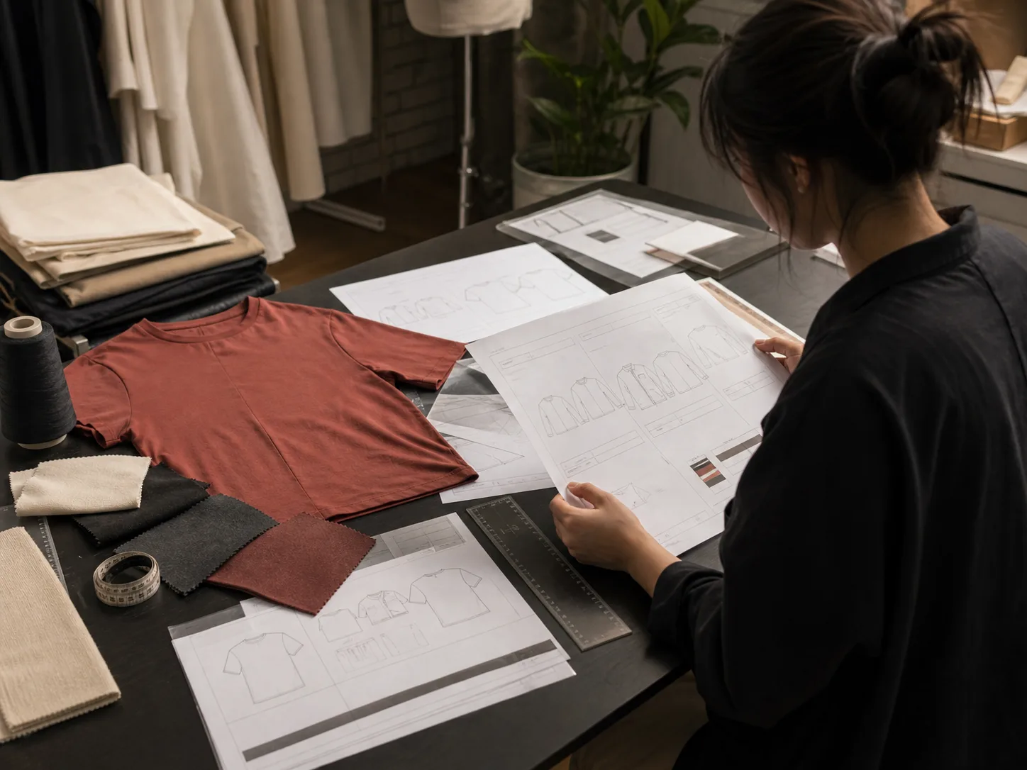 Project preparation with garment reference, quantity sheet, fabrics and delivery notes