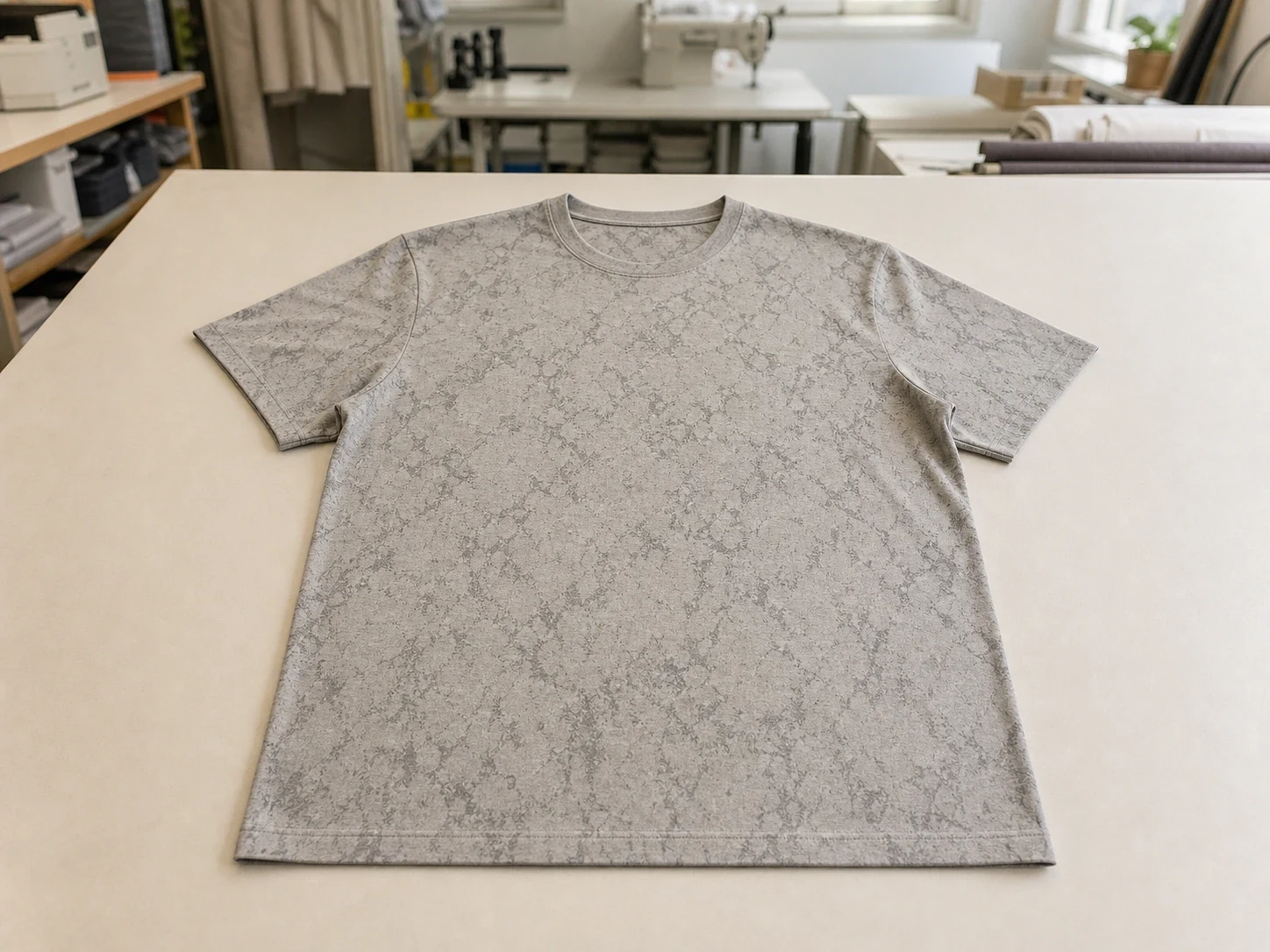 Finished graphic T-shirt laid flat with the full garment visible.